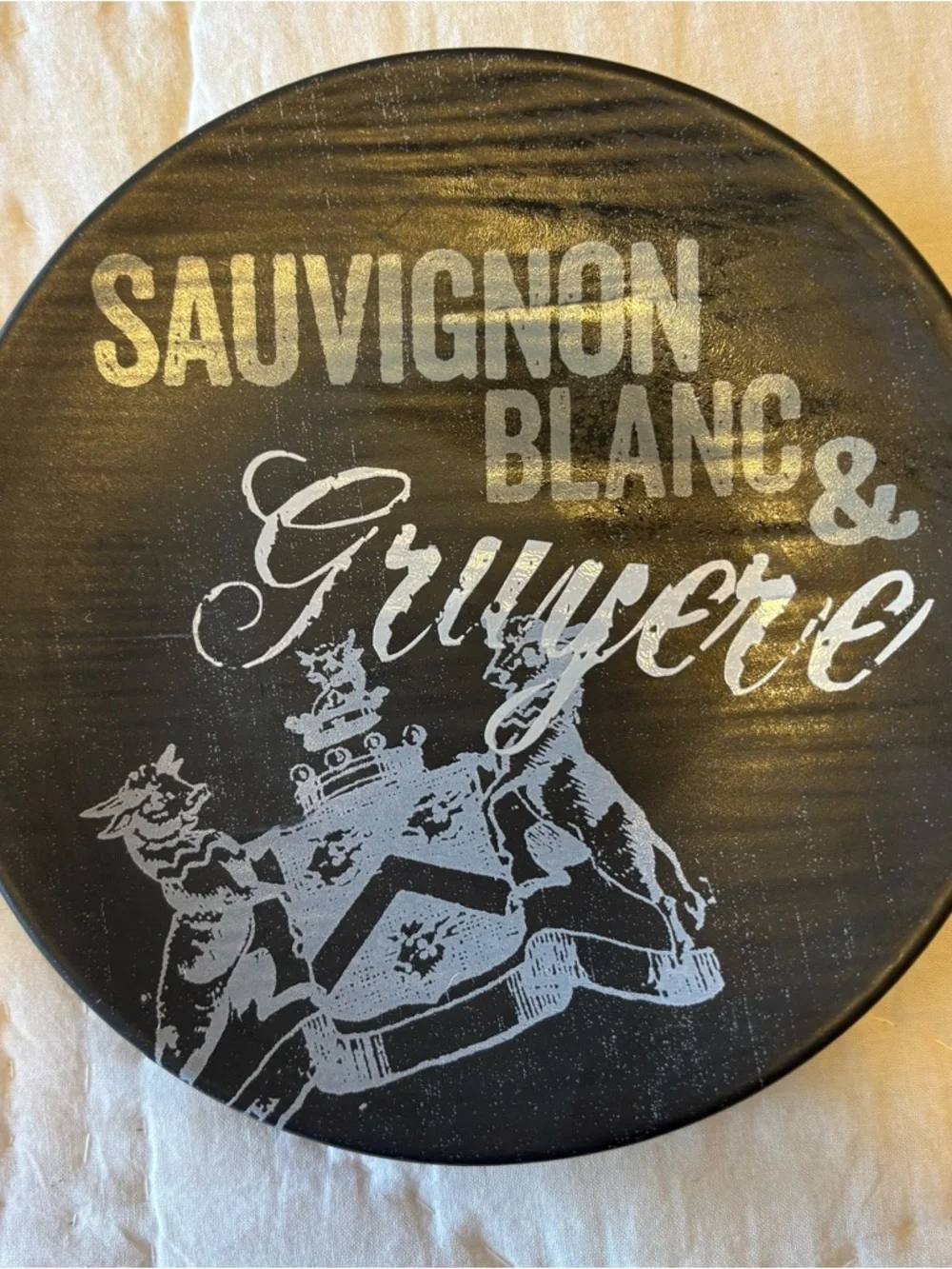 William Somona 7 in Round Serving Plaque - Set 4 Black and White Typography